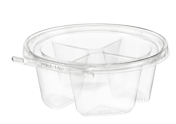 7" 4-Compart Safe-T-Gard Container 24 oz. Clear, Round