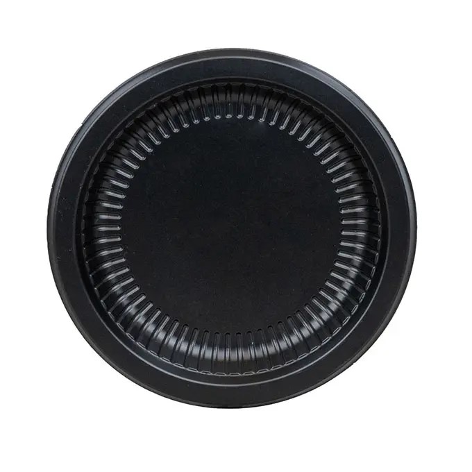 GenWare Round Ribbed Plate 7" Black, Polypropylene
