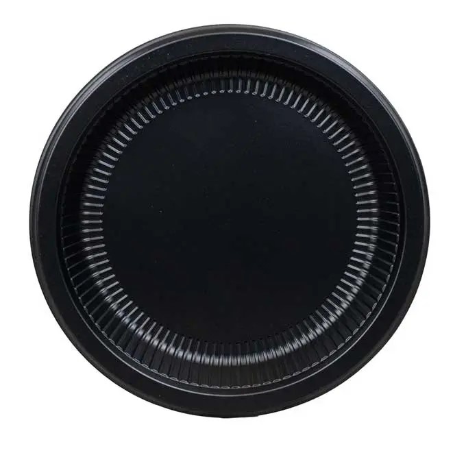 GenWare Round Ribbed Plate 10" Black, Polypropylene