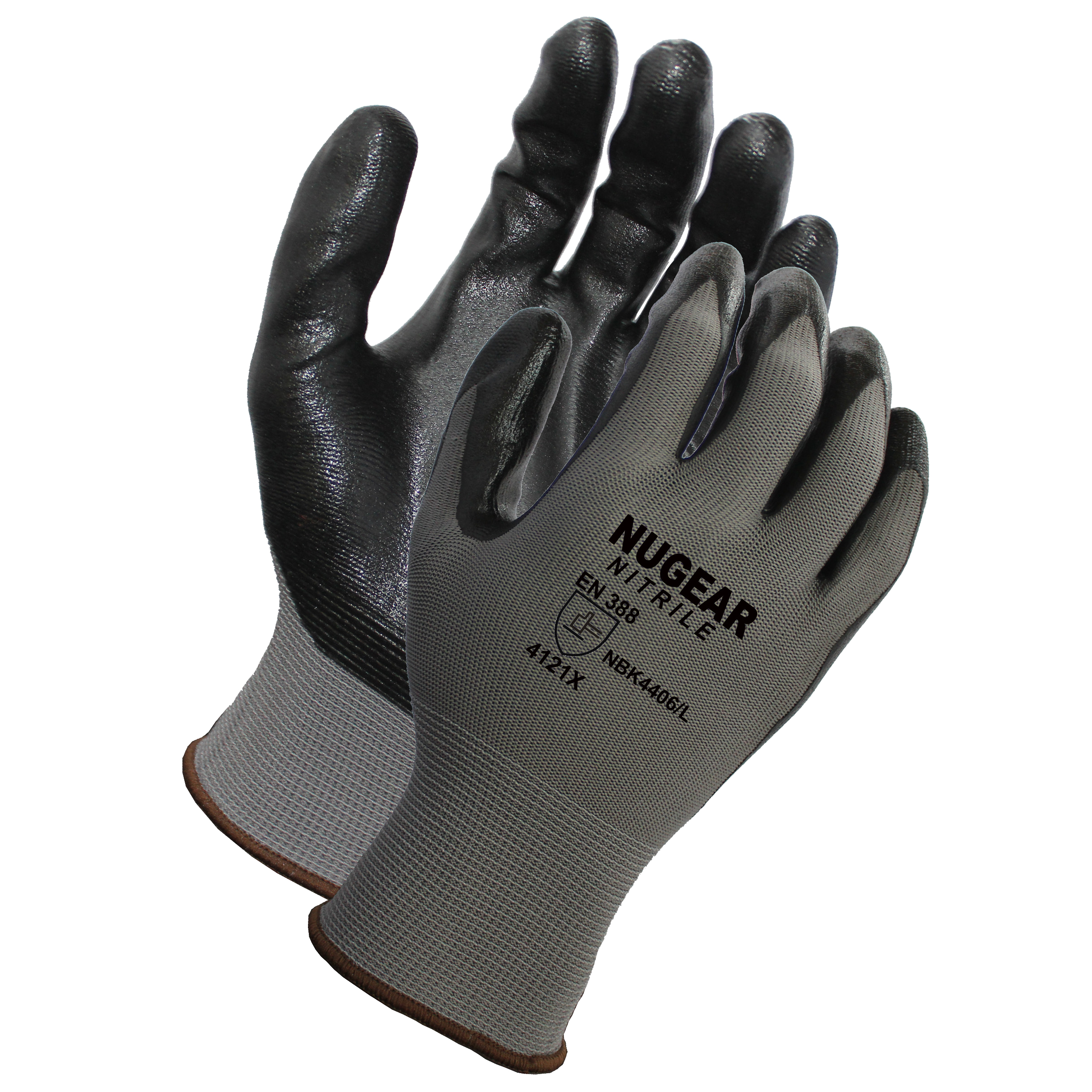 ProWorks Nitrile Gloves Gray, Polyester Shell , Medium