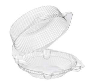 Round Clamshell Single Compart 4" x 6.5" Clear, 51 oz