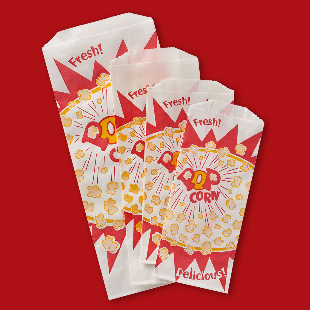 Printed Popcorn Bag 3 1/2" x 2" x 8"