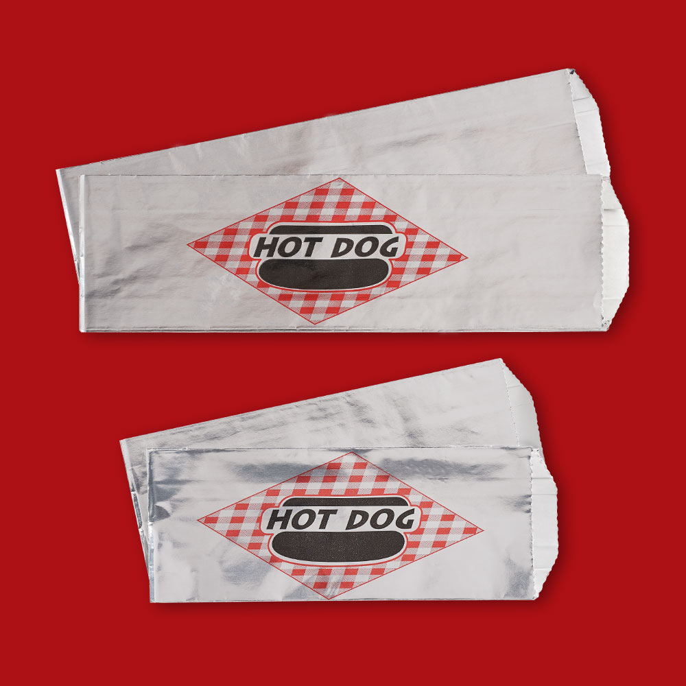 Printed Foil Hot Dog Bag 3 1/2" x 1 1/2" x 8 3/4"  Printed