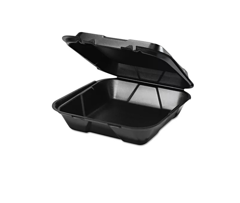 Large 1-Comp Hinged Container 9-3/16"x9-9/16"x2-21/32" Black Foam