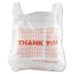 11.5x6.5x21 12.5mic White 1/6bbl "Thank You" T-Shirt Bag Domestic