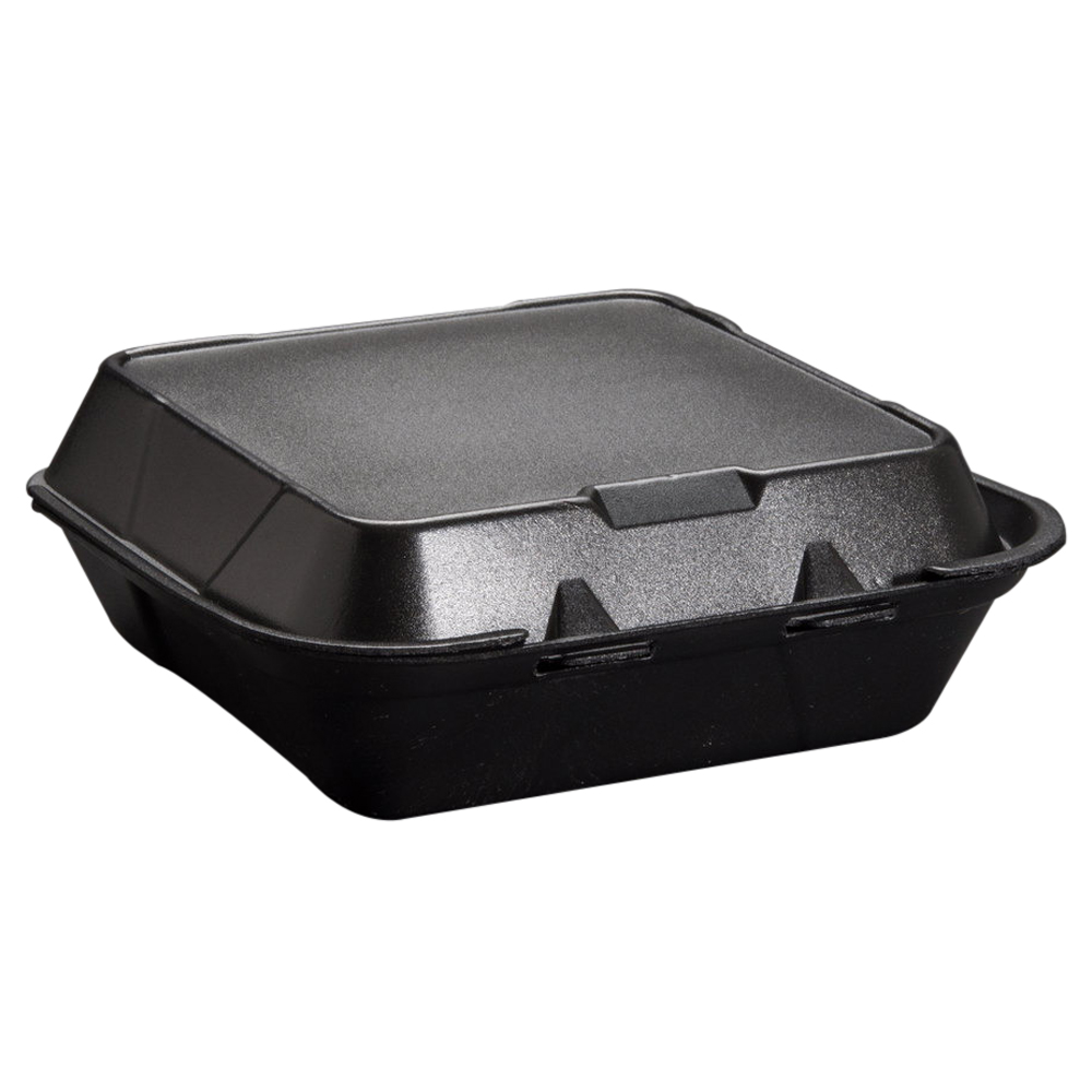 Medium 1-Comp Hinged Container 8"x 8"x 3" Black Foam