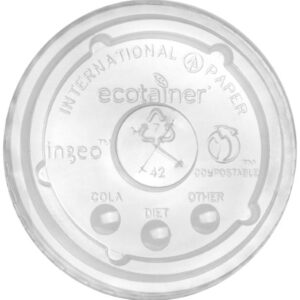 Clear Flat PLA Straw Slot Lid For 16/22 oz Ecotainer Cold Cup
