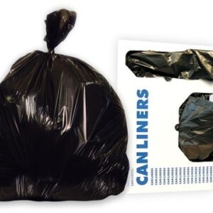 55X60 LLDPE Black 1.50 Mil Flat Pack Can Liners 65 Gallon