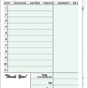 Two-Part Carbonless Guest Check 4.25" x 7.25" Green Booked Medium