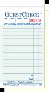 Duplicate Carbonless Guest Check 3.50" x 6.75" Green Bulk Pack Med