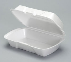 Deep 1-Compartment Hinged Container 9-1/4"x5-11/16"x3-1/4" White Foam