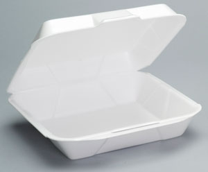 Jumbo 1-Comp Hinged Container 10-1/4"x9-1/4"x3-1/4" White Foam