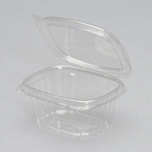 6oz Deli Container Clear Hinged 4-1/4x3-5/8x1-7/8 APET