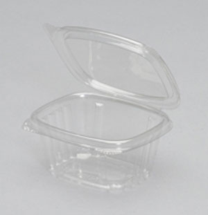 6oz Deli Container Clear Hinged 4-1/4x3-5/8x1-7/8 APET