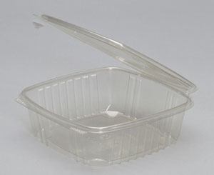 48oz Deli Container Clear Hinged 8-1/16"x8"x2-1/2" APET