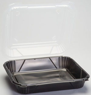 ProView Jumbo Hinged Food Container Black / Clear 10.5" x 9.25" x 3.25"