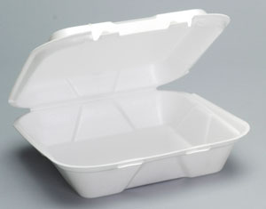 Large 1-Comp Hinged Container 9-3/16"x9-9/16"x2-21/32" White Foam