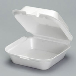Jumbo Hinged Sandwich Container 6-3/8"x6-7/16"x2-15/16" White Foam