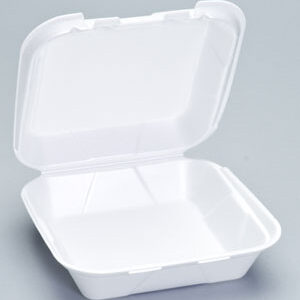 Medium 1-Comp Hinged Container 8"x8"x3" White Foam