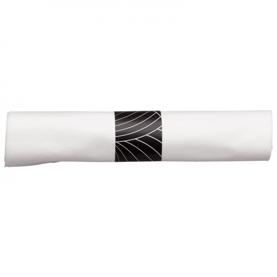 White Napkin And Black Cutlery Mystic CaterWrap 17" x 17"