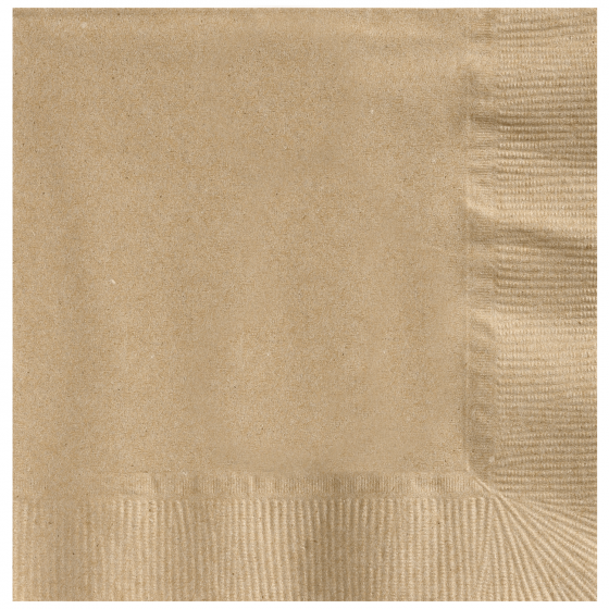 10" X 10" Kraft Beverage Napkin 2-Ply 1/4 Fold Coin Emboss