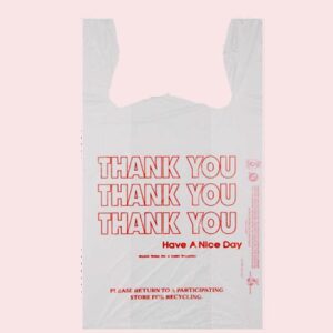 1/6 Thank You Red Print White T-Shirt Bag