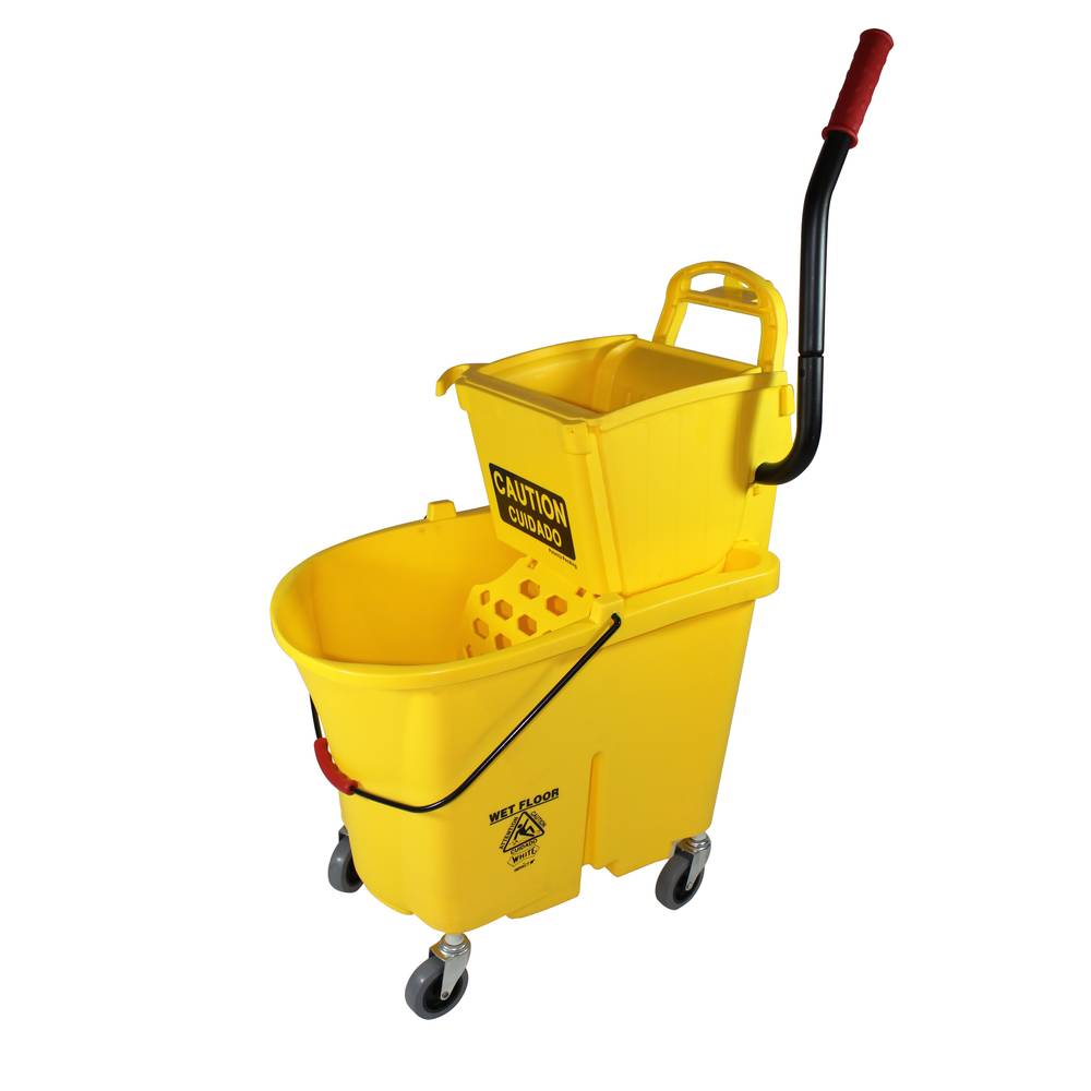 Side Press Wringer & Mop Bucket Heavy Duty 26 - 35 Qt Yellow Combo