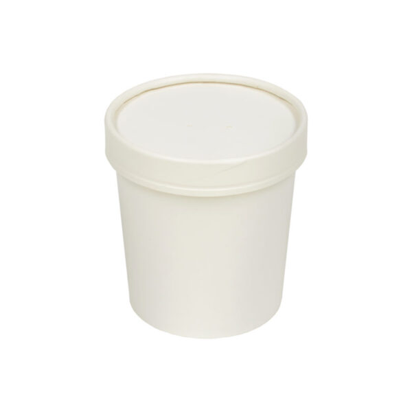 Tall Soup Cup w/White Paper Lid 16oz White Combo Pack