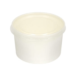 Squat Soup Cup w/PP Plastic Lid White Combo Pack 16oz