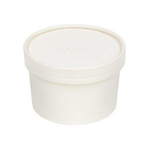 Squat Soup Cup w/Paper Lid White Combo Pack 16oz