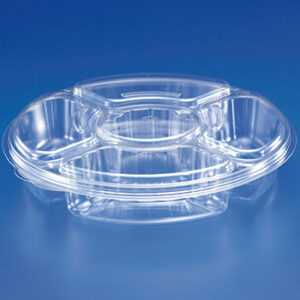 96 oz. 4 Compartment Party Platter 13" X 2.75" w/Dip Holder & Lid