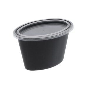 4oz Black Ellipso Portion Cup w/ Clear Lid Combo