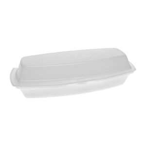 Utility Hinged-Lid Takeout Tray White Foam 7.25" x 3" x 2" 1-Comp