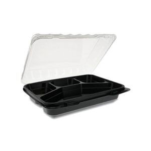 Hinged 4-Compartment Black Container