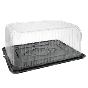 1/4 Sheet Cake Container APET Black Base w/6" Fluted Dome