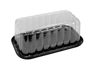 9x4 Bar Cake Container w/Lid Combo Black Base / Rose Dome