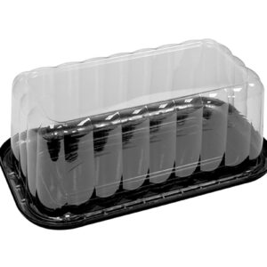 9x4 Bar Cake Container w/Lid Combo Black Base / Rose Dome