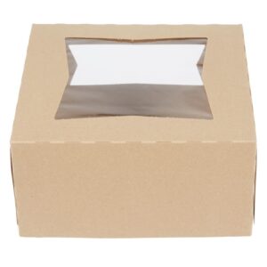 8" X 8" X 4" Bakery Box w/ Window Kraft, Paperboard
