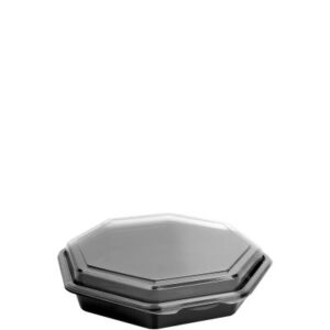 9" OctaView Container w/Hinged Lid Black base Shallow