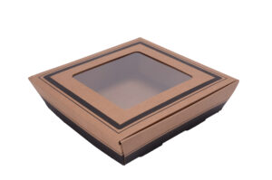 12" Flared Catering Tray w/ Window Kraft, Square