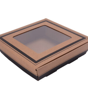 12" Flared Catering Tray w/ Window Kraft, Square