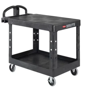 Heavy-Duty Ergo Handle Utility Cart Black, Medium, 2 Shelf