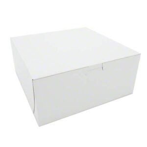 9" X 9" X 4" Bakery Box White, Non-Window, Lock-Corner