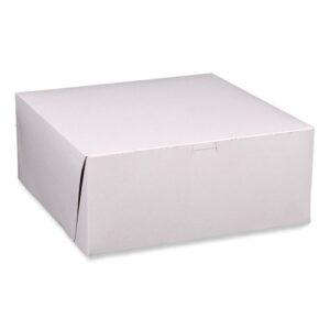 14" X 14" X 6" Bakery Box White, Non-Window, Lock-Corner