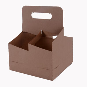 Paperboard Drink Carrier w/ Handle Kraft, 4 Cups up to 44 oz.