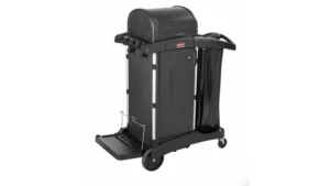 Executive Janitorial Cleaning Cart Black High-Security w/ Doors & Hood