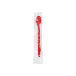 8" Wrapped Soda / Parfait Spoons Red