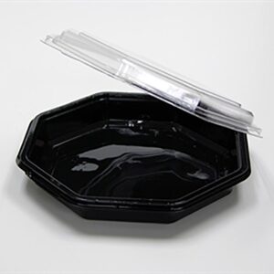 9" RPET Octagon Clamshell 30 oz. Black Base & Clear Lid