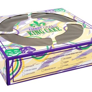 10" X 10" X 2.5" King Cake Box Mardi Gras