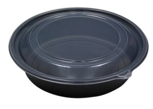Earth Choice PP Bowl w/ Lid Combo Black Base / Clear Lid 8"